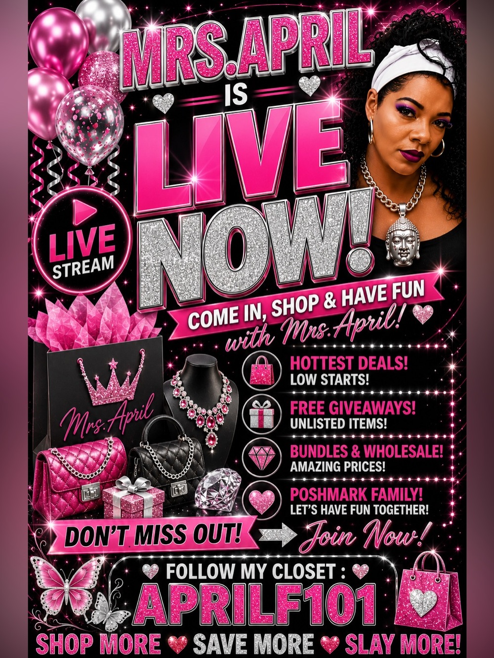 Live Now! Pink & Black Party Stream Event
